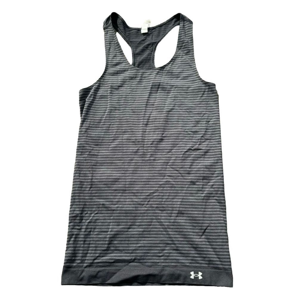 Under Armour HeatGear Women's Black Striped Tank Top S Athletic Casual - Picture 2 of 6